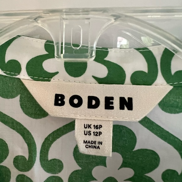 Boden Green and White Long Sleeve Dress - Picture 2 of 3